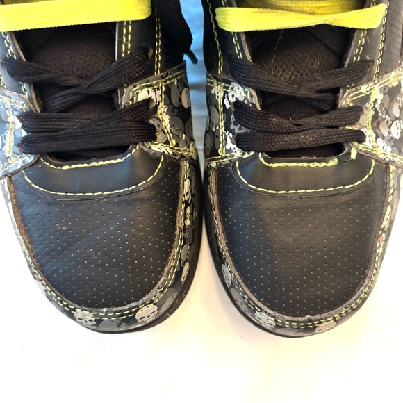 OP Sneakers Black Neon Green with Skulls Youth SZ 5 WORN 1X - Picture 9 of 13